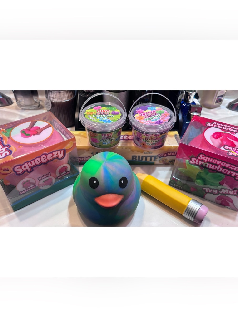 Squishy Bundle x 10 Butter, Strawberry, Peach, Dragonfruit, Moji Dino’s, Unicorn